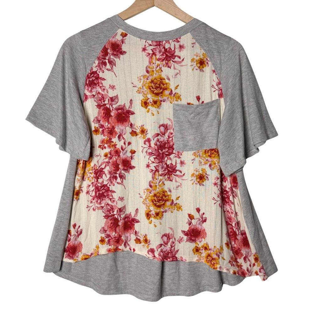 Altar'd State Floral Chiffon Shirt with Pocket Women's Size L